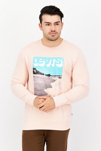 Levi's Men Crew Neck Graphic Print Sweatshirt, Peach