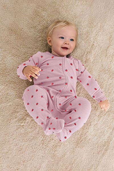 LUESS بذلة للفتيات الصغيرات بتصميم فراولة - موسمية، 0-3 أشهر و6-9 أشهر