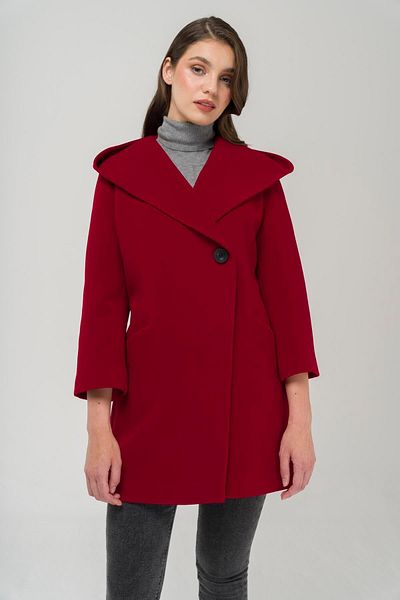 Olcay Hooded Tie Waist Coat RED 3359