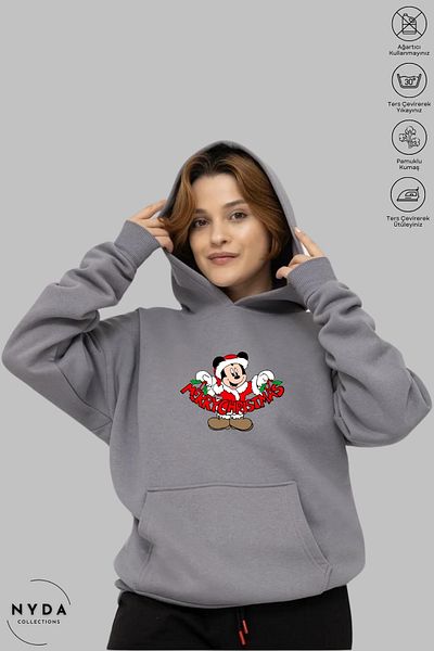 Nyda Collections Unisex Καλά Χριστούγεννα Πρωτοχρονιά με στάμπα με κουκούλα με κουκούλα