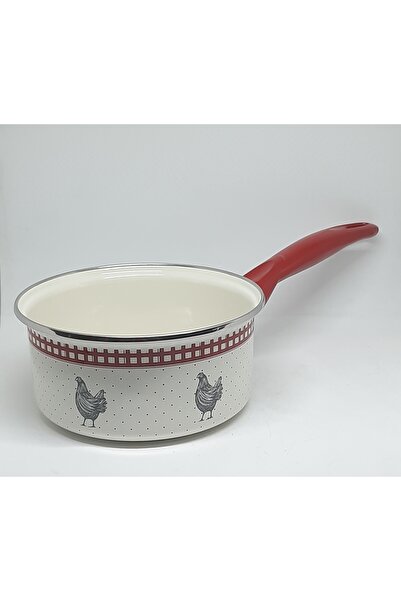 Avşar 20 cm Chicken Patterned 1.9 Liter Enameled Sauce Bowl - Egg Boiling Pan