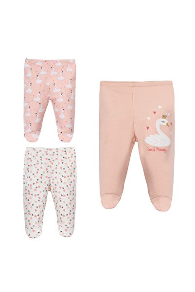 Lolons Kuğu Baskılı Tek Boy Kız Bebek Üçlü Patikli Tek Alt Somon