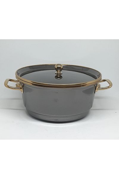 Avşar Enamel House 22 cm Anthracite- Gold Enamel Fry Towel