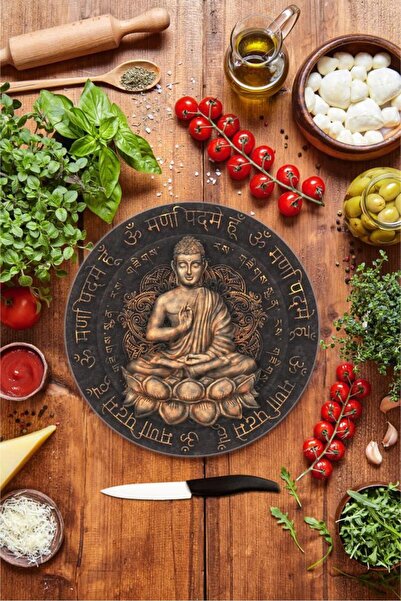 Saban Put Cam Kesme Tahtası - Sunum Tabağı| Çap 20