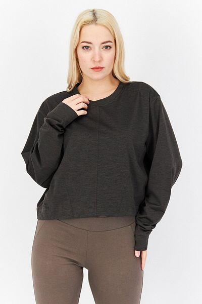 Puma Women Sportswear Fit Long Sleeve Plain Training Sweatshirt, Charcoal