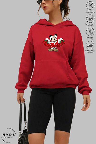 Nyda Collections Унисекс суичър с качулка и качулка с щампи за Весела Коледа и Нова Година