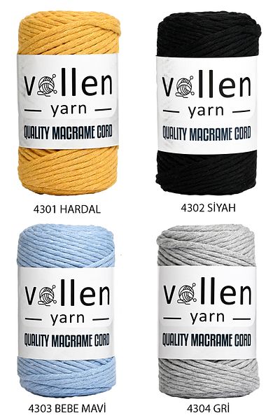 vollen yarn Σκάλισμα μακραμέ νήμα, 3mm μονό στριφτό, πλεκτό νήμα μακραμέ, σκάλισμα βαμβακερό μακραμέ