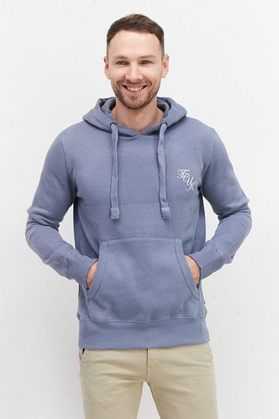 French Connection Men 2 Pieces Hooded Long Sleeve Plain Sweatshirt, Light Blue