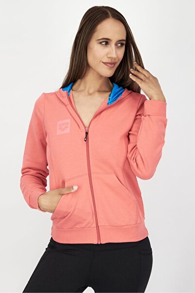 ARENA Women Full Zip Hooded Long Sleeve Sweatshirt, Coral