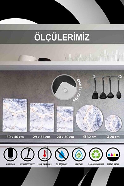 Saban 30x40 Cm Cam Kesme Tahtası Ahşap Üçgen Görünümlü