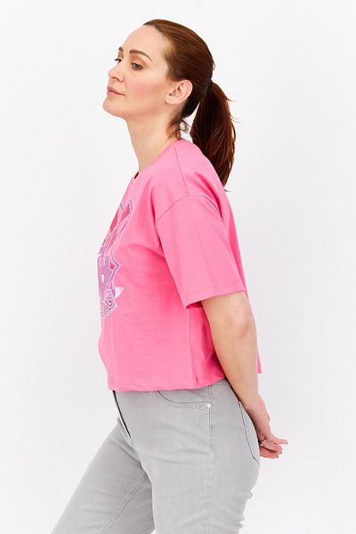 Harry Potter Women Round Neck Short Sleeve Graphic Print T-Shirt, Pink