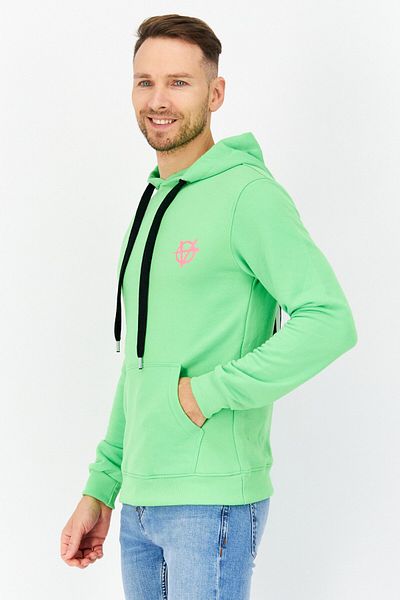 Vision Street Wear هودي رجالي بغطاء رأس وسحّاب بطبعة جرافيكية وأكمام طويلة، أخضر