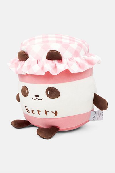 YOTO Panda Strawberry Jam Can Cushion 29 x 24 Cm, Pink