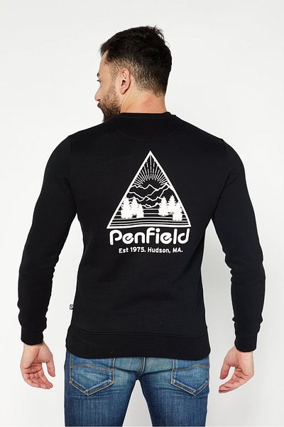 Penfield Men Crew Neck Long Sleeves Brand Logo Sweatshirt, Black