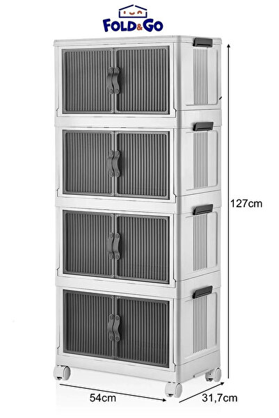 Evera Home Katlanır Taşınabilir Çok Amaçlı Dolap, Portatif Tekerlekli 4 Katlı Oda Mutfak Balkon Banyo Dolabı