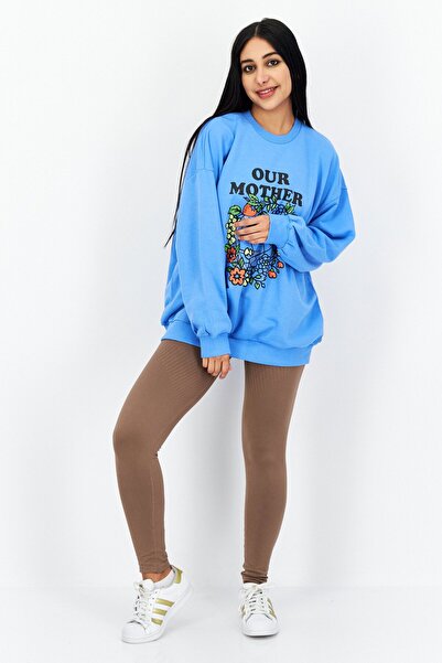 Levi's Women Crew Neck Graphics Print Sweatshirt, Blue