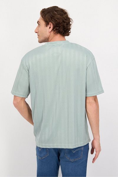 LUXE Men Crew Neck Short Sleeve Textured T Shirt, Sage Green