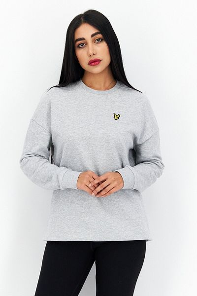 Lyle & Scott Women Crew Neck Embroidered Logo Sweatshirt, Grey Heather