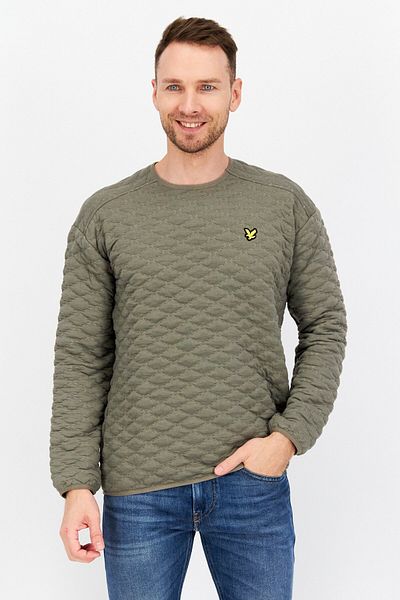 Lyle & Scott Men Crew Neck Brand Logo Long Sleeve Sweatshirt, Olive