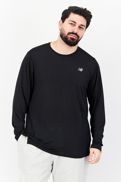 New Balance Men Sportswear Fit Crew Neck Long Sleeves Running Sweatshirt, Black