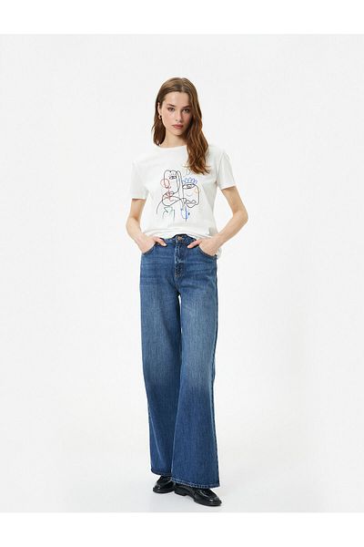 Koton Printed T-Shirt Crew Neck Short Sleeve