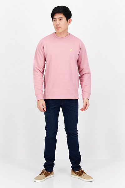 Lyle & Scott Men Relaxed Fit Crew Neck Long Sleeves Brand Logo Sweatshirt, Sensible Pink