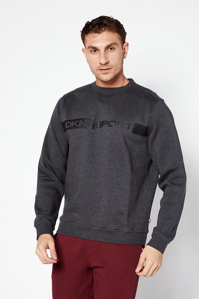 DKNY Sport Men Sportswear Fit Long Sleeve Training Sweatshirt, Dark Grey