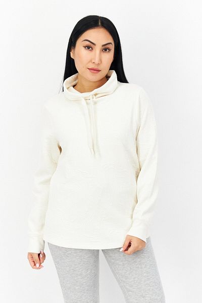 Bearpaw Women High Neck Textured Sweatshirt, Ivory
