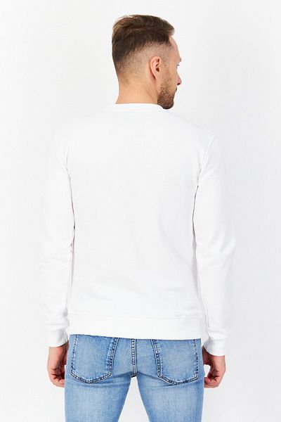Pan Am Men Crew Neck Long Sleeve Brand Logo Sweatshirt, White