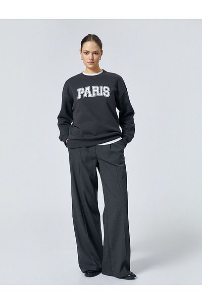 Koton Oversize mikina s potiskem tří nití - Crew Neck