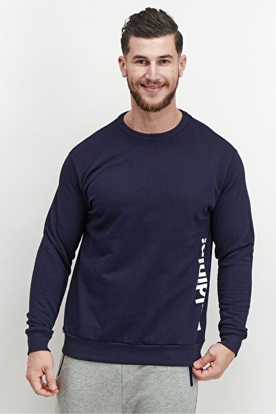 Baldinini سويت شيرت رجالي بأكمام طويلة وياقة دائرية وشعار العلامة التجارية، أ...