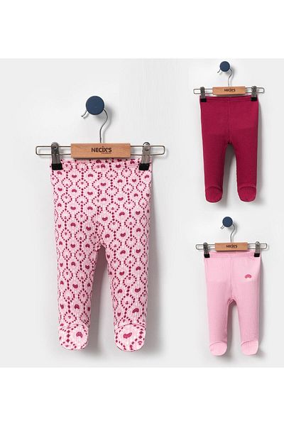 Lolons Heart Patterned Baby Girl Triple Booties Bottom Cherry Rotten