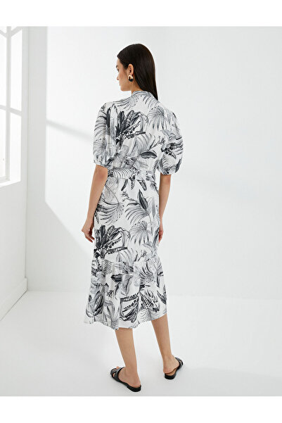 Koton Midi Gömlek Elbise Desenli Pamuklu