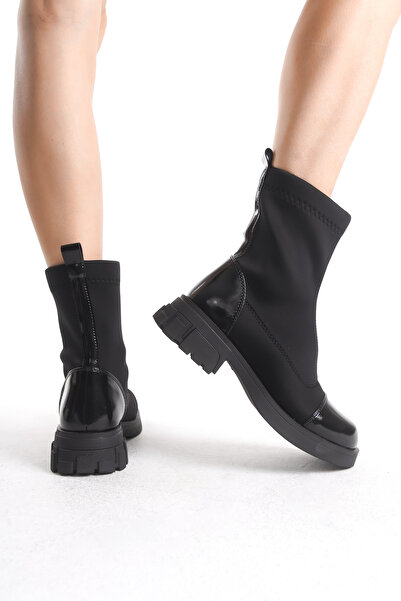 Solo Bag Жіночі чорні гладкі черевики на гумовій підошві