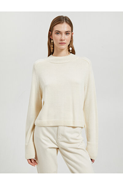 Koton Crop Knitwear Svetr Vysoký límec Dlouhý rukáv Kašmírová textura