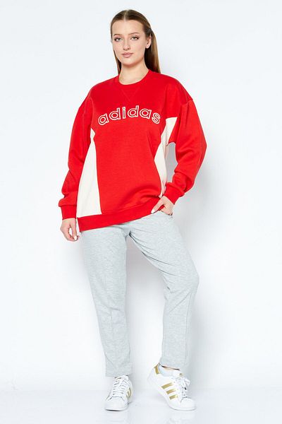 adidas Women Sportswear Fit Embroidered Logo Outdoor Sweatshirts, Red Combo