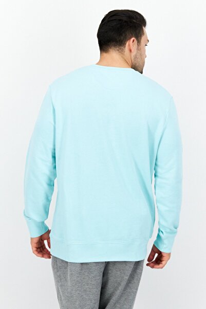 Levi's Men Crew Neck Graphic Long Sleeve Sweatshirt, Light Turqoiuse