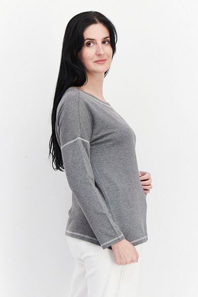 Dagi Women Crew Neck Long Sleeve Solid Sweatshirt, Grey