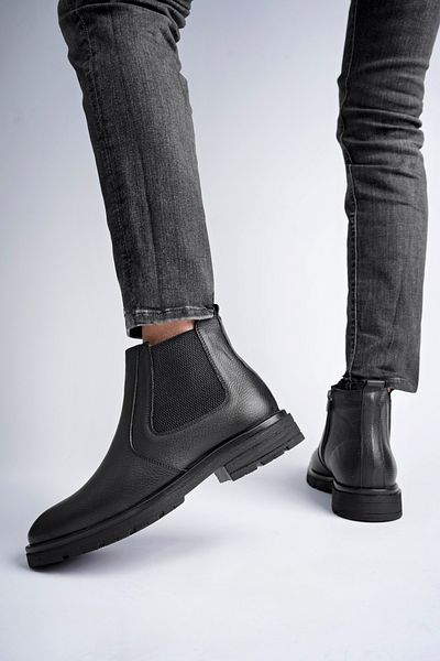 Deripabuc Genuine Leather Men's Black Leather Boots Mrd26-0105