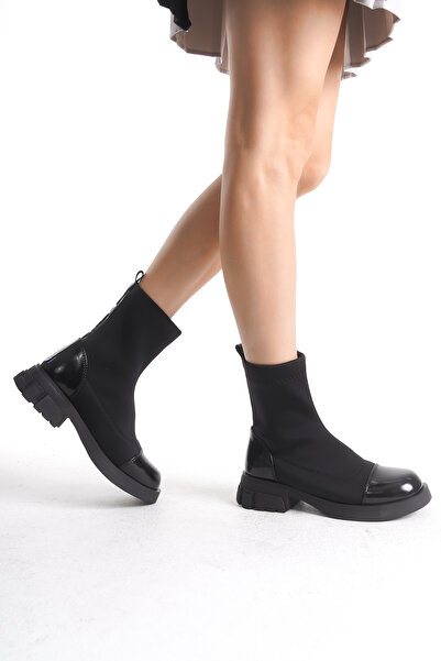 Solo Bag Жіночі чорні гладкі черевики на гумовій підошві