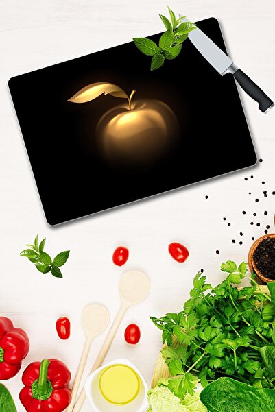 Saban لوح تقطيع زجاجي ذهبي مقاس 30x40 سم