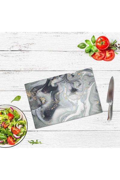 Saban 30X40 cm Gray Gold Marble Glass Cutting Board