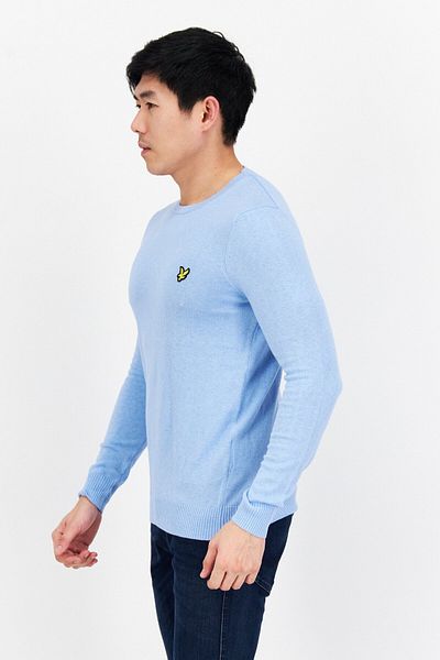 Lyle & Scott Men Crew Neck Brand Logo Long Sleeves Sweater, Light Blue