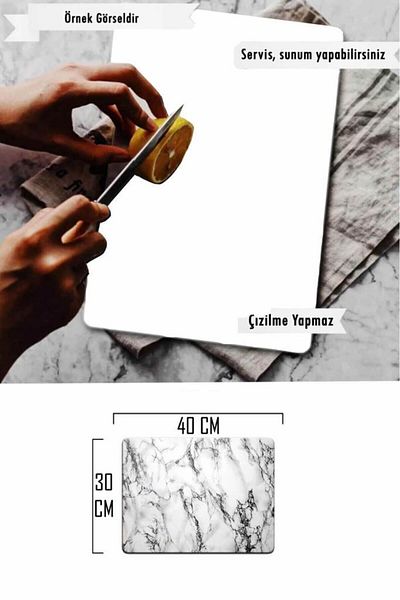 Saban 30X40 cm Plain White Glass Cutting Board
