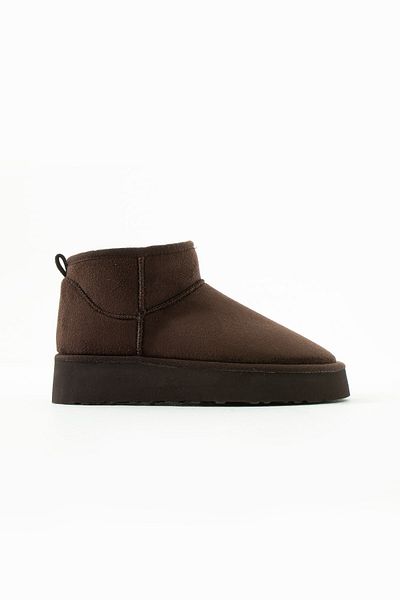 Seniorah Mely Brown Suede Thick Sole Women's Boots with Fur Inside