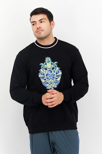 Fila Men Sportswear Fit Round Neck Long Sleeve Outdoor Sweatshirt, Black
