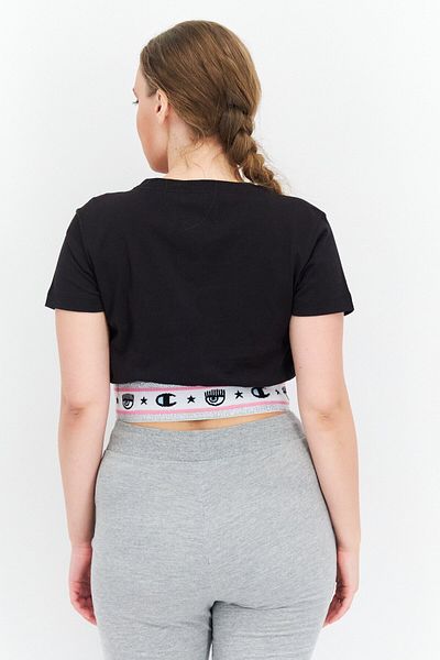Champion Women Sportswear Fit Short Sleeve Crop Top, Black Combo