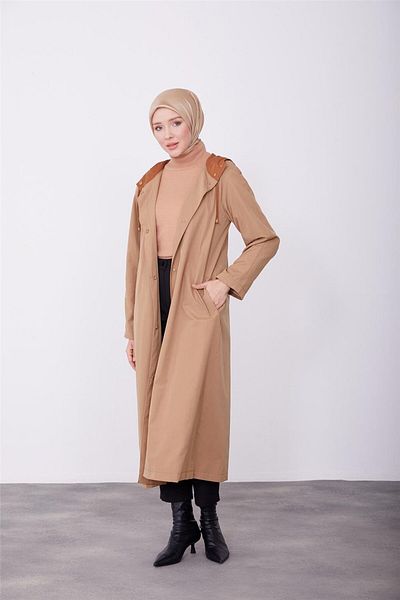 Armine Παλτό με κουμπωτό μεσαίο μανίκι σε χρώμα Camel - 23k8512