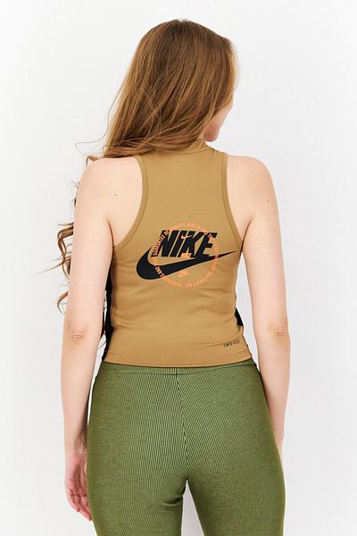 Nike Women Sportswear Fit Brand Logo Training Cropped Tank Top, Tan Combo