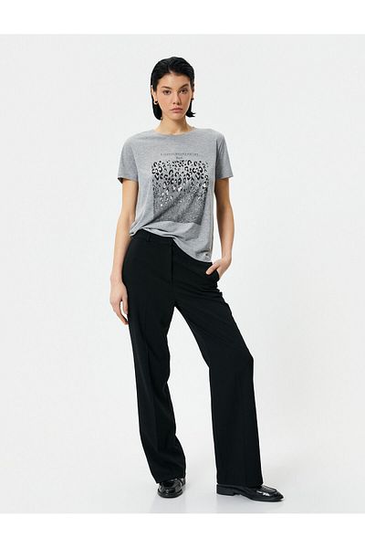 Koton Slogan Printed T-Shirt Crew Neck Short Sleeve